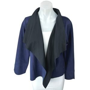 Rareism Cinnamon Blue Long Sleeve Shawl Neck Open Front Blazer Coat Jacket Sz M